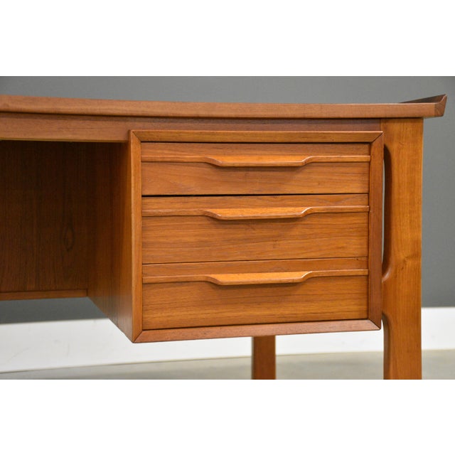 Mid 20th Century Refinished Danish Modern Teak Desk For Sale - Image 9 of 10