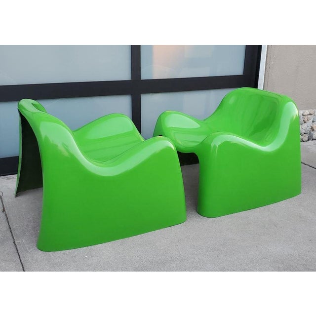 Mid-Century Modern 1960s Mid Century Modern Green Fiberglass Toga Lounge Chairs- Set of 2 For Sale - Image 3 of 12