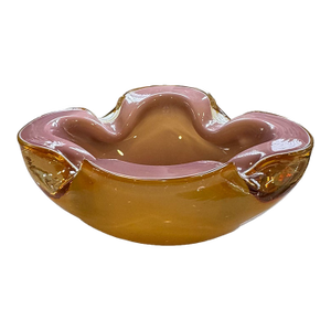 Alfredo Barbini Mid-Century Murano Cased Art Glass Biomorphic "Geode" Bowl/Ashtray