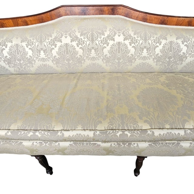 Federal Style Mahogany Inlaid Settee With Shield Back 68" For Sale - Image 11 of 17