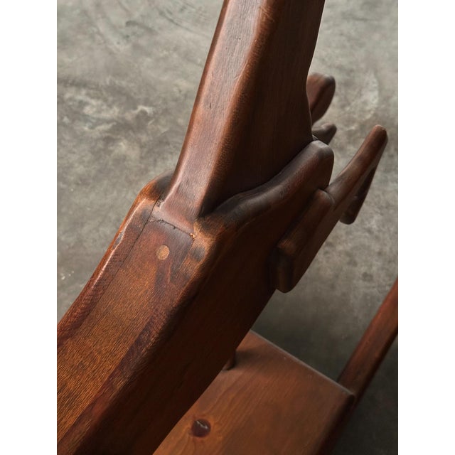 Handcrafted Mid 20th Century Sculptural Pine Rocking Horse For Sale - Image 10 of 18