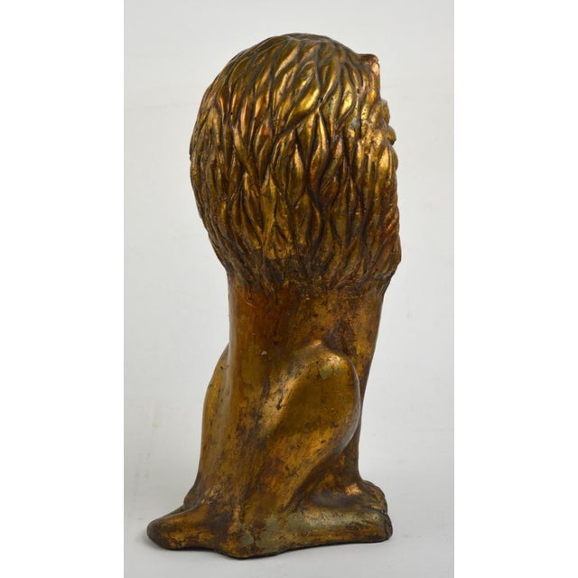 Gold Finished Lion Leo Sculpture in Cast Stone For Sale - Image 4 of 7