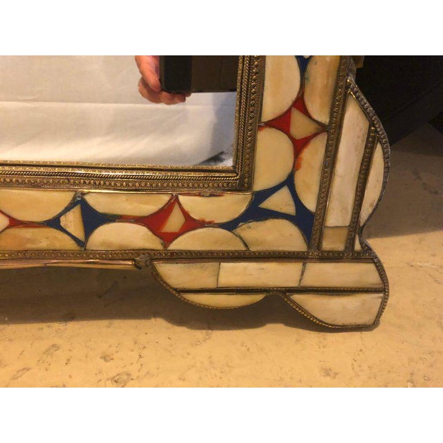 Moroccan Hollywood Regency Style Floor or Wall Mirror in Bone Over