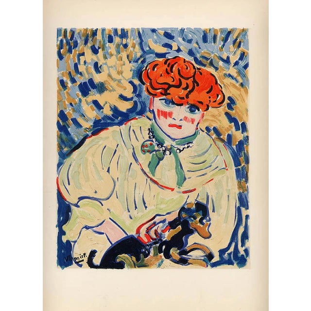 Modern 1958 Vlaminck Lithograph 10 Women With Dog For Sale - Image 3 of 3
