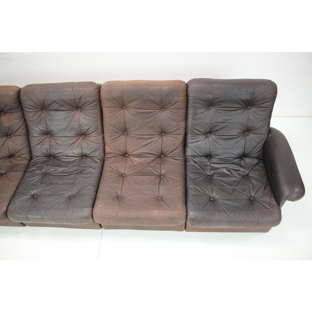 Modular Five Seater Sofa in Leather, 1980s, Set of 5 For Sale - Image 3 of 18