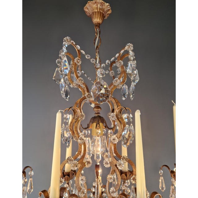 Oval Italian Baroque Revival Crystal Chandelier Rococo Style Dining Room Ceiling For Sale - Image 16 of 17
