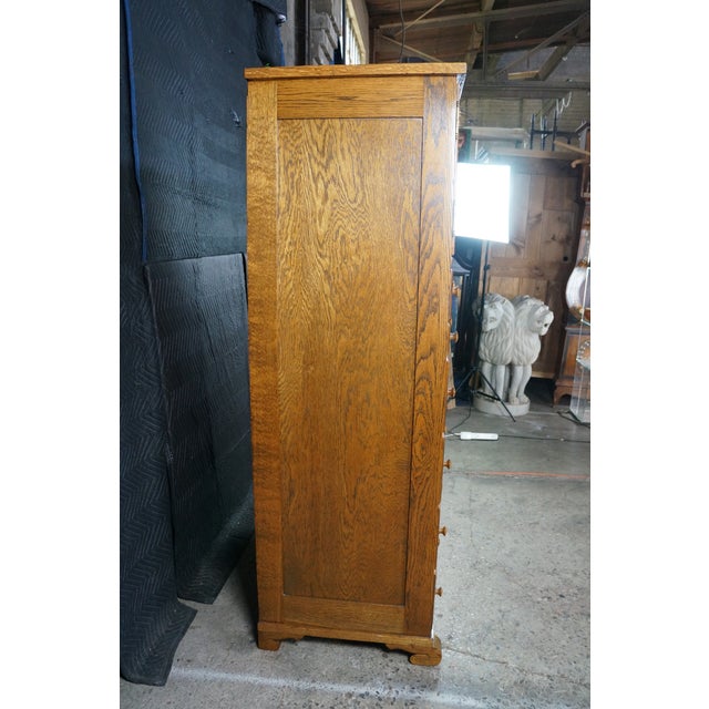 Antique American Empire Style Quartersawn Oak Chifferobe Wardrobe Dresser Closet For Sale - Image 16 of 18