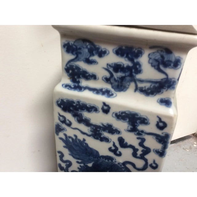Large Blue & White Chinese Porcelain Lamp For Sale In San Antonio - Image 6 of 10