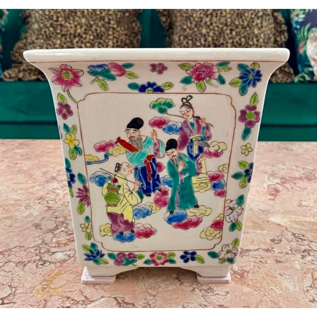 Vintage Hand-Painted Chinese Planter For Sale - Image 4 of 12