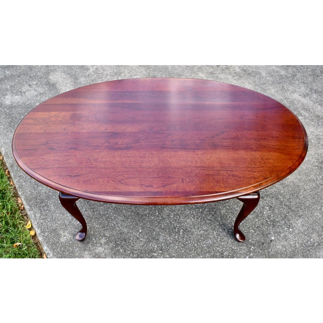 Pennsylvania House Solid Cherry Coffee Table Queen Anne Oval Vintage Cocktail For Sale - Image 10 of 15