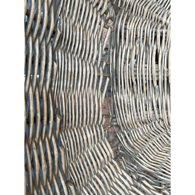 Brown Antique Wicker Laundry Basket For Sale - Image 8 of 9