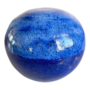 Vintage Blue Earthenware Orb Globe Ceramic Pottery Signed Gilbert