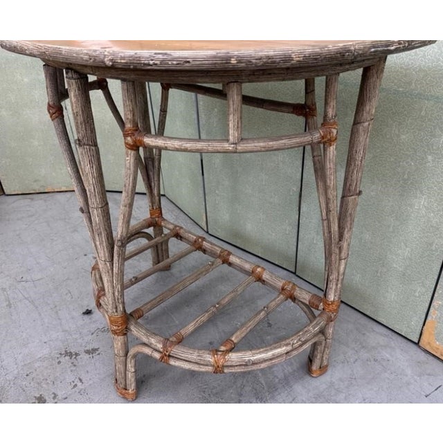Late 20th Century Bent Hickory Demilune Console Table With Lower Shelf Hollywood Production Provenance For Sale - Image 4 of 5