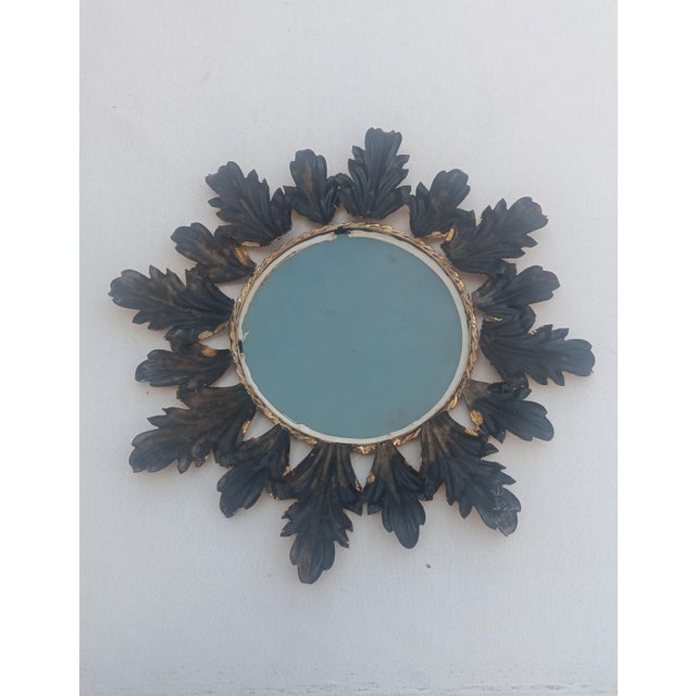 Vintage Spanish Gilt Metal Sunburst Mirror, 1960s For Sale - Image 6 of 7