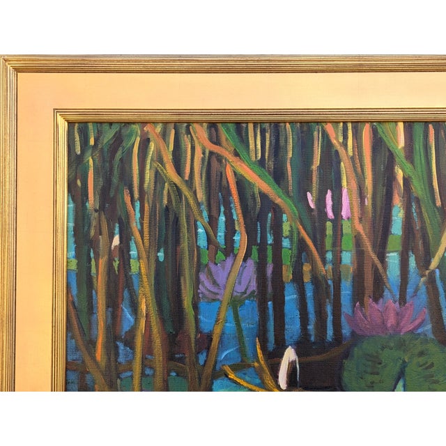 2010s Jerry Greenberg "Water Lily World" Contemporary Realistic Texas Nature Landscape Painting, 2015 For Sale - Image 5 of 11
