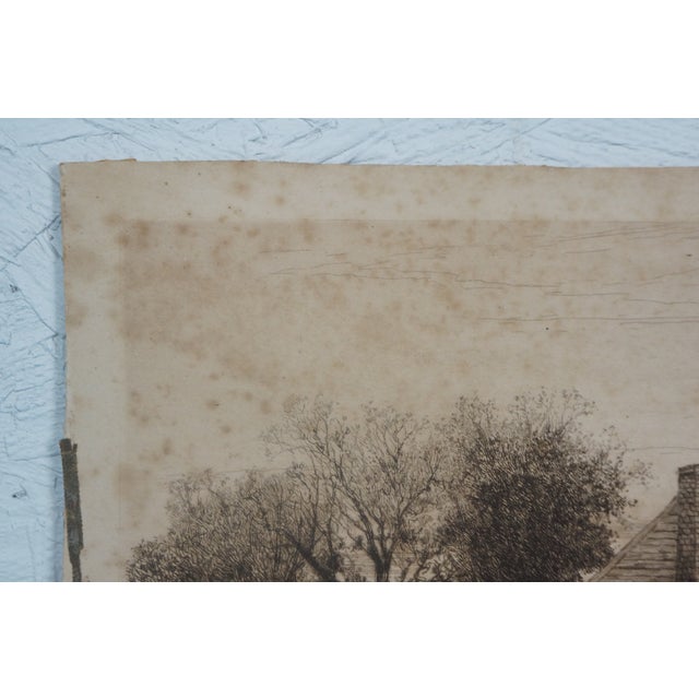 Antique Ernest C Rost Signed Wakefield Birthplace of George Washington Etching For Sale - Image 9 of 10