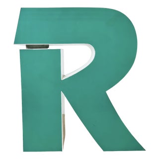 Vintage Green Illuminated Letter R, 1970s For Sale