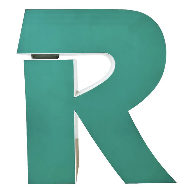 Vintage Green Illuminated Letter R, 1970s For Sale