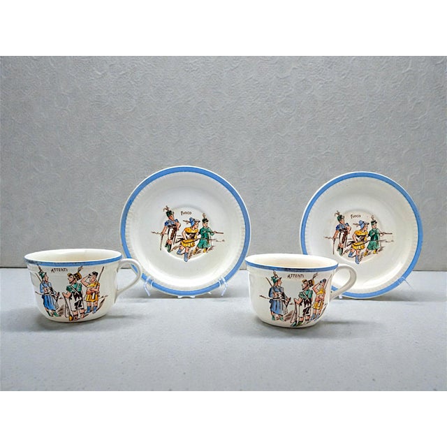 Dive into nostalgia with this rare pair of porcelain teacups/breakfast cups by Richard Ginori. The decoration, attributed...