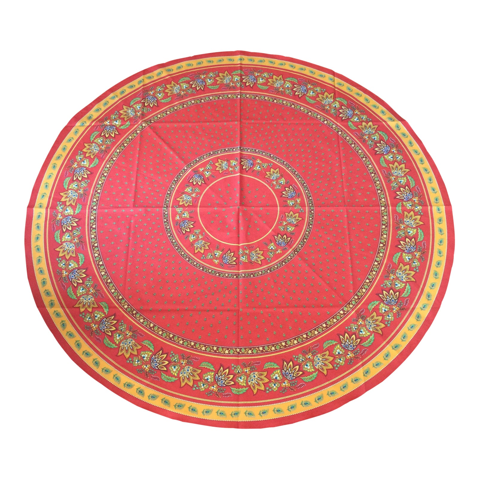 Red French 70 Inch Round Bistro Tablecloth 100 Cotton Made in France