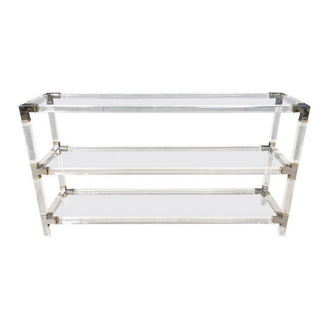 Chrome and Acrylc Glass Console Table, 1970s For Sale - Image 14 of 14