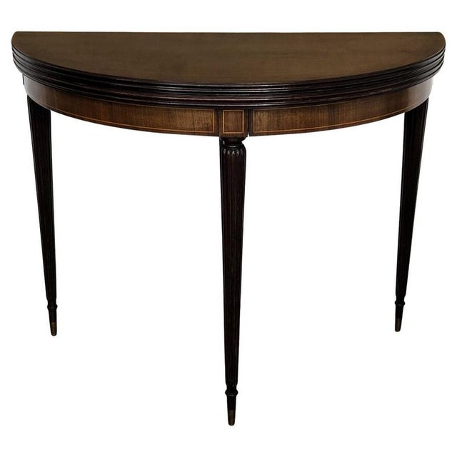 Mid-Century Italian Wooden Demi-Lune Folding Console Dining Game Table, 1970s For Sale - Image 12 of 12