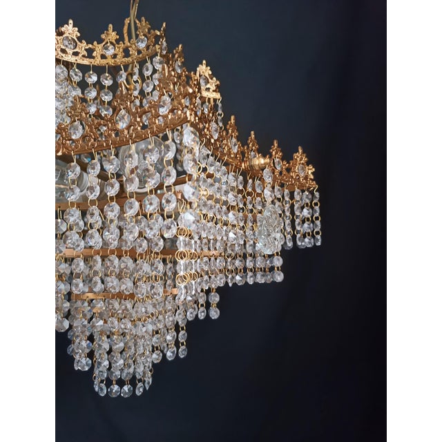 A Pair of 1960s Crystal Chandelier Ligting Ceiling Light For Sale - Image 12 of 13
