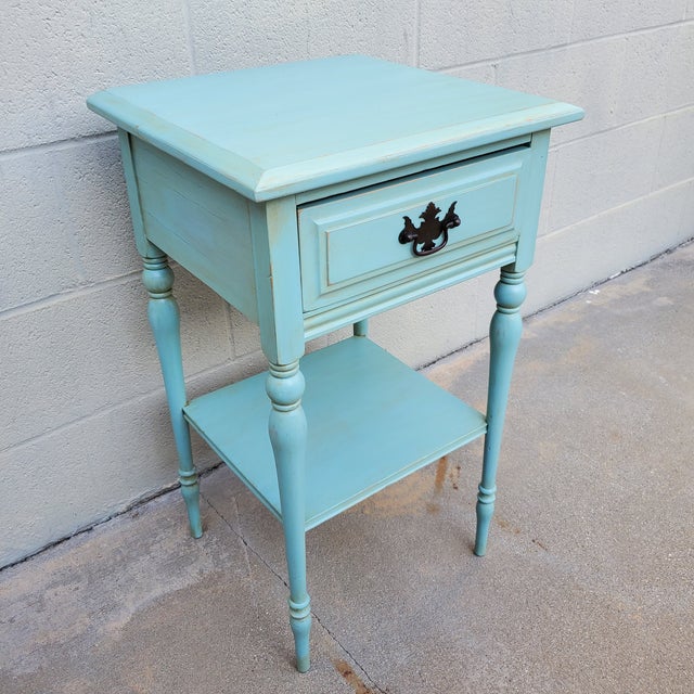 1950s Vintage Nightstand Painted Pale Blue For Sale - Image 12 of 12