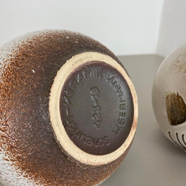 Pottery Fat Lava Vases Floral attributed to Scheurich, Germany, 1970s, Set of 2 For Sale - Image 18 of 18