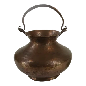 Late 19th Century Antique Hand Raised Solid Copper Hand Hammered Vessel