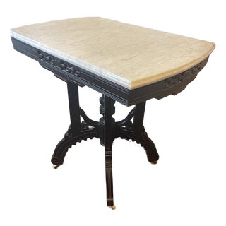 Eastlake Style Marble Ebonized Side Table From the Late 1800's For Sale