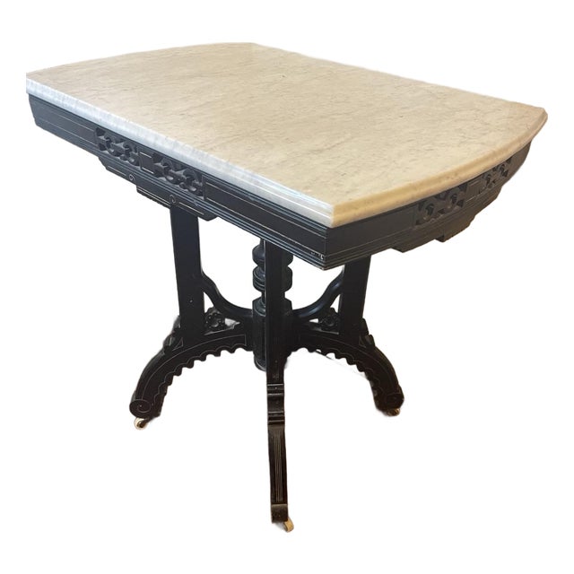 Eastlake Style Marble Ebonized Side Table From the Late 1800's For Sale