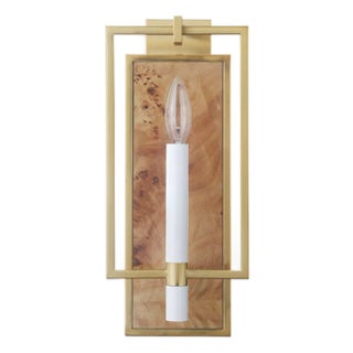 Matthew Izzo Home Taurus Burlwood and Antique Brass Candlestick Wall Sconce For Sale