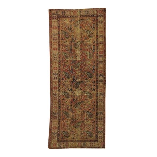 Distressed Antique Persian Gallery Rug For Sale
