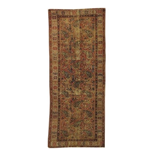 Distressed Antique Persian Gallery Rug For Sale