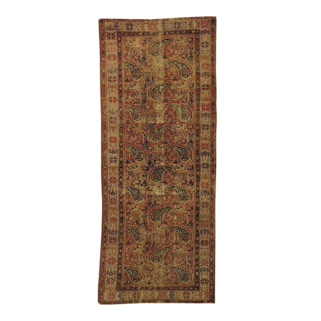 Distressed Antique Persian Gallery Rug For Sale