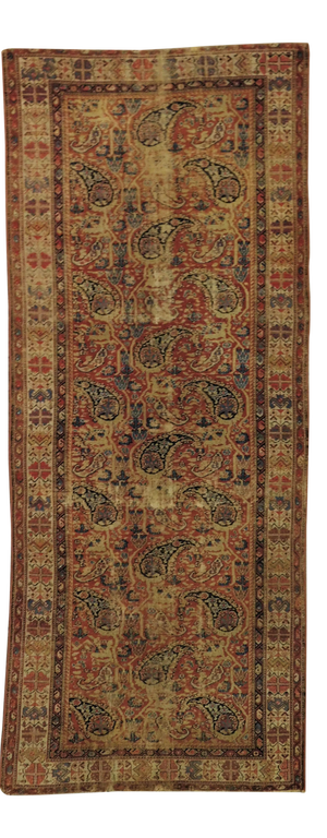 Distressed Antique Persian Gallery Rug