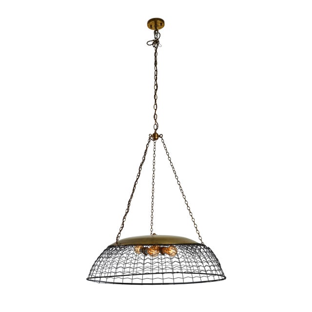 Vintage Wire Basket Pendant Light For Sale In Los Angeles - Image 6 of 8