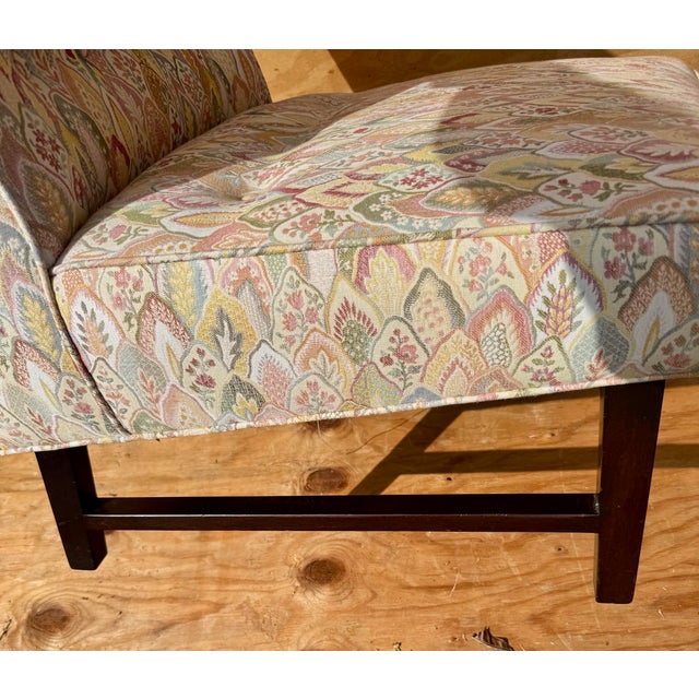 Pair Vintage Slipper Lounge Chairs Great Original Fabric Attributed to Edward Wormley for Dunbar For Sale - Image 9 of 12