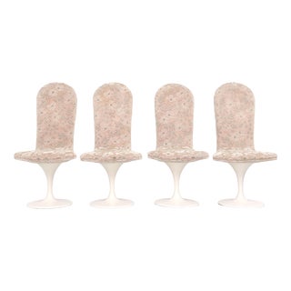 Vintage Velvet Tulip Chairs, 1970s, Set of 4 For Sale