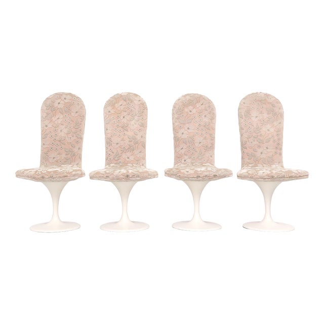 Vintage Velvet Tulip Chairs, 1970s, Set of 4 For Sale
