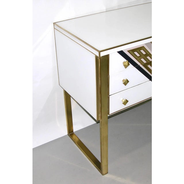 White 1990s Italian White Black and Gold Chest Sideboard on Brass Legs For Sale - Image 8 of 10
