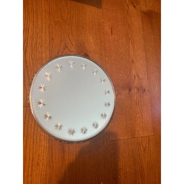 Victorian Victorian Etched Plateau Mirror With Starburst Design and a Rope Design on the Edge For Sale - Image 3 of 3