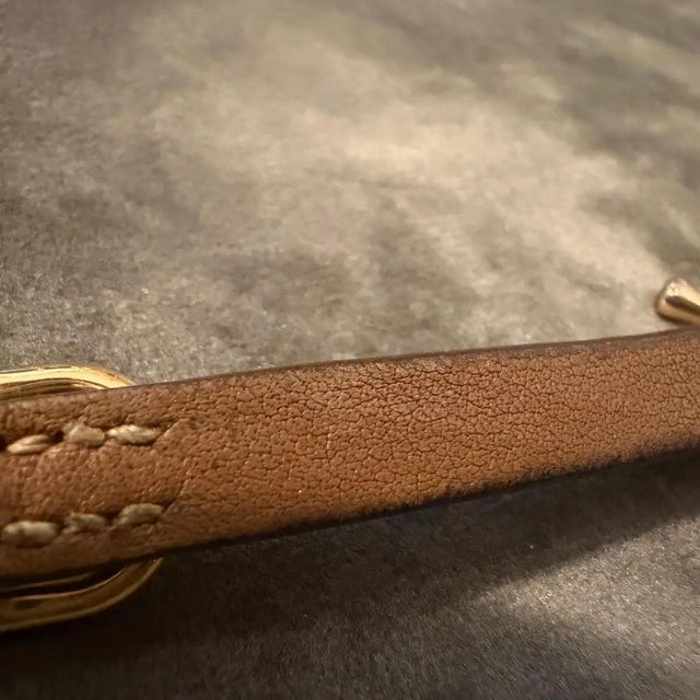 A Vintage Hermes Brown Leather and Gold Plated Equestrian Bracelet For Sale - Image 12 of 12