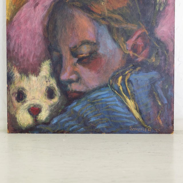 Colorful Figurative Portrait Painting of a Sleeping Girl by Amy Scherer For Sale - Image 6 of 9