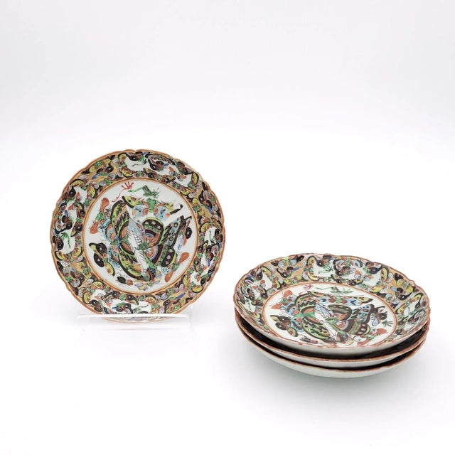 A set of four "thousand butterfly" pattern dishes, China, 19th century. Two sets of four available. The pattern 1000...
