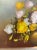 Yellow Still Life Oil on Canvas Painting of White and Yellow Roses, Signed For Sale - Image 8 of 10