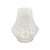 A small round opalescent white candy cane stripe Hobbs vase. With a translucent body, soft white stripes are decorated...