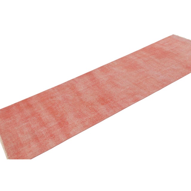 1950s Vintage Distressed Runner Rug, Solid Monochrome in Pink and Beige - Rug & Kilim For Sale - Image 5 of 8