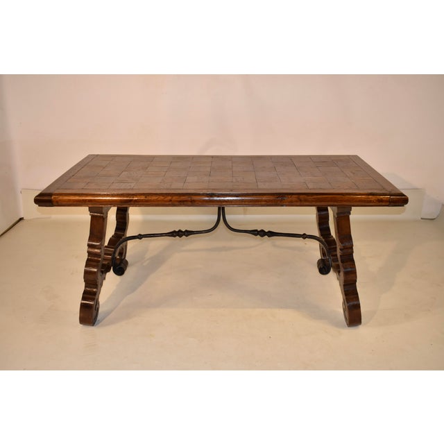 Oak and Walnut Spanish Parquet Top Table, Circa 1900 This table is gorgeous! The top is parquetry and has squares of oak...